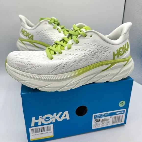 NWT Clifton Hoka One One Running shoes brand new white lime